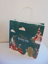 Petit sac papier cadeau vert Noêl KUSMI TEA 26 x 25 x 11 cm neuf