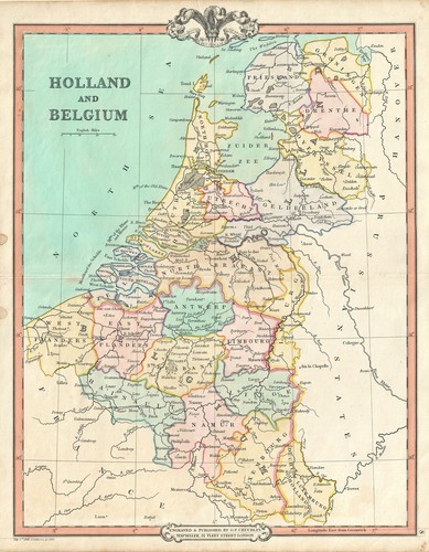 1850 cruchley map holland - cruchley, of