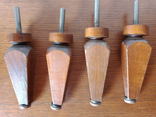 LOT 4 PIEDS en "fuseau" SOMMIER - BOIS MASSIF - VINTAGE - embout joint et métal