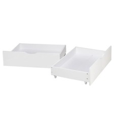 Tiroir de lit 2  tiroirs bois rangement roulettes pin massif blanc Homestyle4u