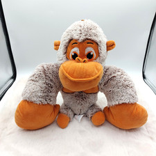 Peluche doudou gorille marron chiné blanc orange TOMMY TOYS 28 cm