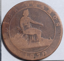 10 Centimos 1870 OM Espagne