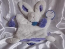 Doudou lapin pompon violet, marionnette, fourrure , Doudou et compagnie (Cie)