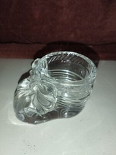 Bougeoir en cristal forme chausson de bébé avec noeud sujet de baptême Avon 1993