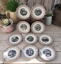 10 Assiettes parlantes Sarreguemines Chasse