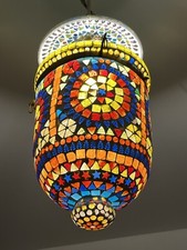 Suspension Ancienne Orientale Mosaïque Verre 