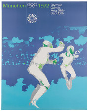 Affiche d'escrime des Jeux Olympiques de Munich Art mural sport moderne -...