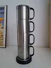 Ensemble de 4 tasses en acier inox avec leur support
