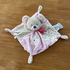 Doudou Plat Souris beige blanc rose écharpe étoiles Mots d’enfants Siplec