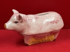 Terrine Tirelire faïence barbotine Michel Caugant Cochon 18,5 x 7,5 x H 11,5 cm