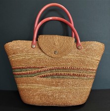 Panier cabas sac en véritable paille vintage années 50