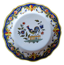 ASSIETTE AU COQ en faïence de