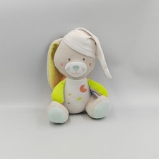Doudou lapin gris blanc bleu