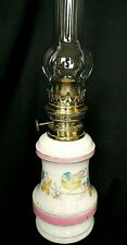 Lampe à pétrole ancienne en faïence décor oiseau