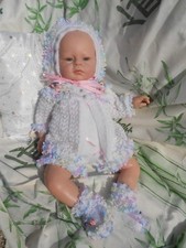 ens shorty 4pces fait main pour bébé  poupée reborn  baigneur claudinet nano55cm