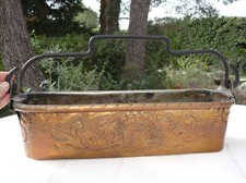 Poissonnière ancienne en cuivre et fer forgé à décor Griffons - Armoiries