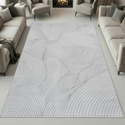 Tapis argent motif ondulé