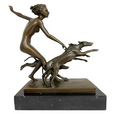 Statuette en bronze Diana chien après Lorenzl style antique réplique copie (d)