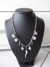Collier Argent Acier avec Pampilles et Cristaux style Swarovski Vintage
