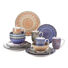 Set de vaisselle Mandala Design Faïence coloré 4, 8, 12 personnes service de ...