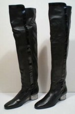 CHANEL sz 36 BLACK LEATHER