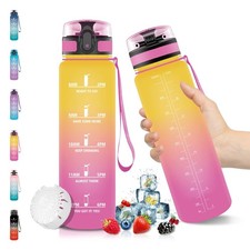 Bouteille deau, Gourde Sport 1 Litre, sans BPA, Étanche  Réutilisable, avec F...