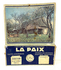 Ancienne plaque carton Porte courrier Assurance LA PAIX