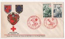 ENVELOPPE 1ER JOUR  FDC La Croix Rouge et La Poste 10/12/ 1966 ST ETIENNE. TBE
