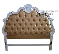 Tête Lit Tête de Lit Double Baroque Cuir Éco Ou Tissu Bois Argent Or