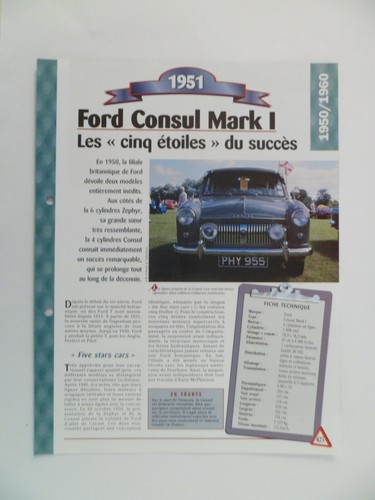 Carte fiche auto - auto, ford