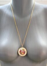 Magnifique pendentif ancien vintage en porcelaine de Limoges, pendentif Limoges