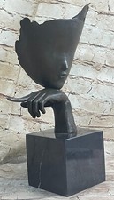Bronze Sculpture Moderne Abstrait Art Par Dali Portrait De Un Femme Home Bureau