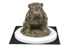 Anglais Bouledogue Type 3 - Figurine avec Un Chien Sur Blanc Socle en Bois