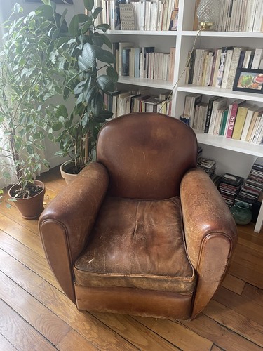 Fauteuil club ancien - en, cuir