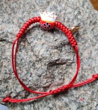 Bracelet Chat Maneki neko Porte Bonheur Chance Rouge