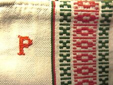 TORCHONS anciens METIS brodés P motifs VERT & ROUGE LOT 4 TORCHONS LINGE BASQUE