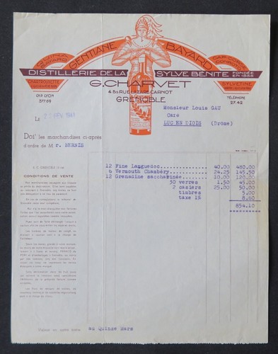 Facture grenoble 1941 - facture,