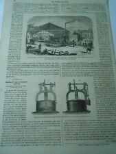 Gravure 1863 - Machine à vapeur locomobile verticale