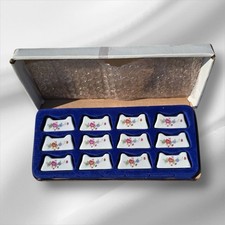 Set of 12 Vintage Porcelain Knife Rests,Floral Pattern, Original Box, Tableware