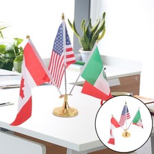 1 ensemble de drapeaux de bureau (américain, canadien mexicain) avec mât,