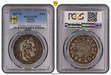 5 Francs Louis-Philippe 1er - 1837 D Lyon - PCGS F 15