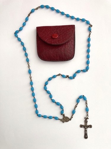 Chapelet ancien perles bleu - en,