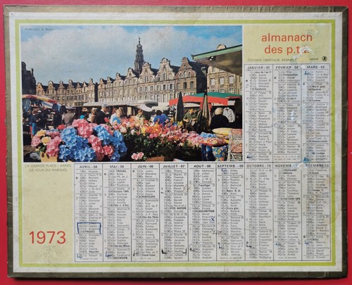 Calendrier almanach ptt 1973 - almanach,