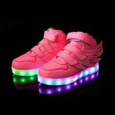 Chaussures LED vives pour enfants roses rechargeables, taille 26, colorées...