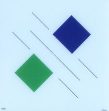 Geneviève Claisse Composition Geometrique Acrylique Verre Main Signée D