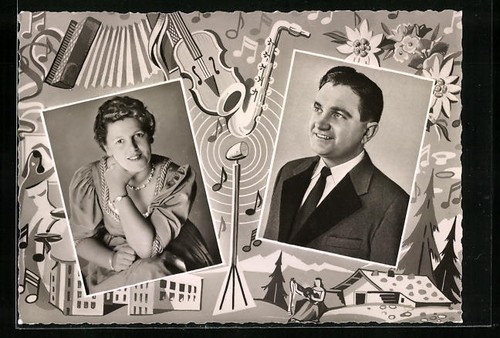 Carte postale musicien frères