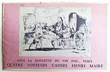 1954 PUBLICITE VIN FOU HENRI MAIRE Plaquette Caisses avec bons commande