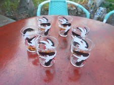 6 Verres avec Cigognes   Hauteur Chaque 8 Cm