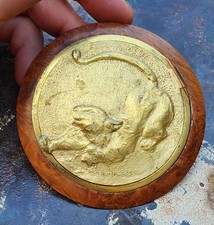 Boite A Poudre Bronze Doré Guépard Art Deco