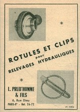 Publicité ancienne rotules et clips matériel agricole 1955 issue de magazine